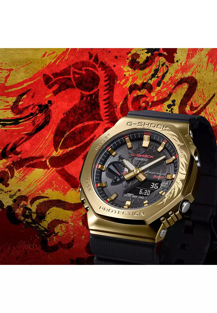 GBM-2100CX-9A Men Analog-Digital Watch Black Resin Band