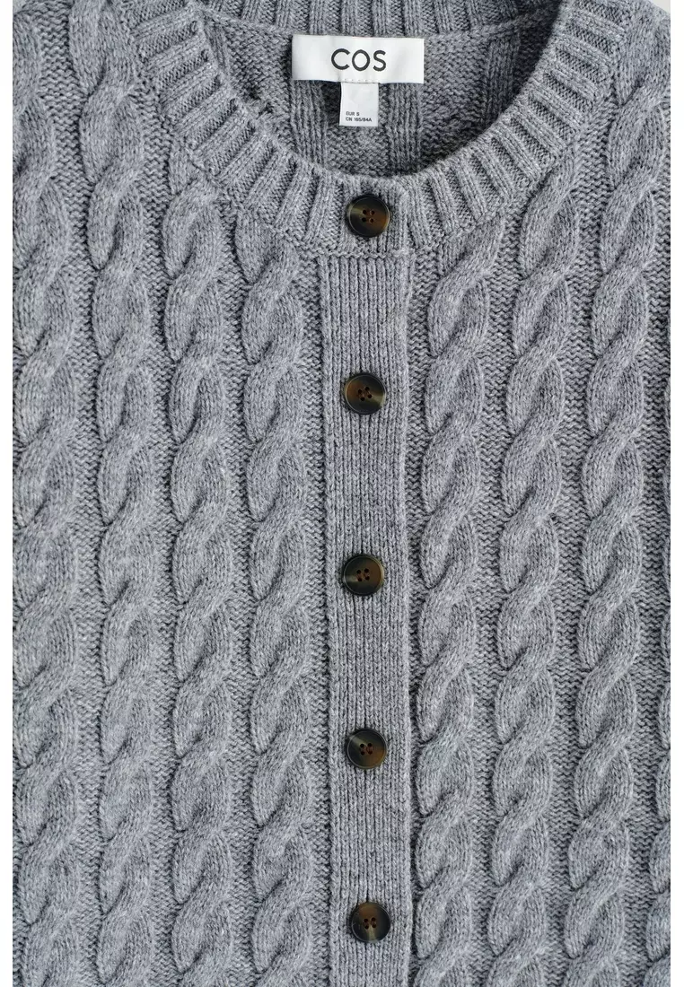 CABLE-KNIT MERINO WOOL CARDIGAN