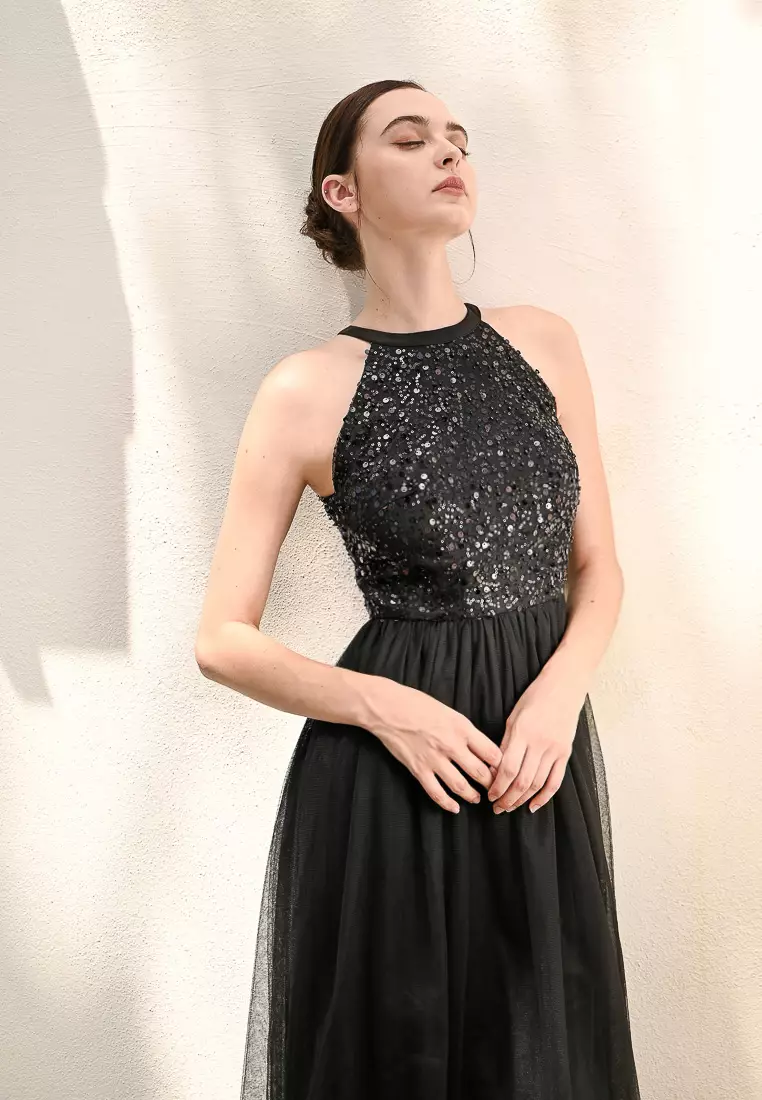 网纱长款晚礼服