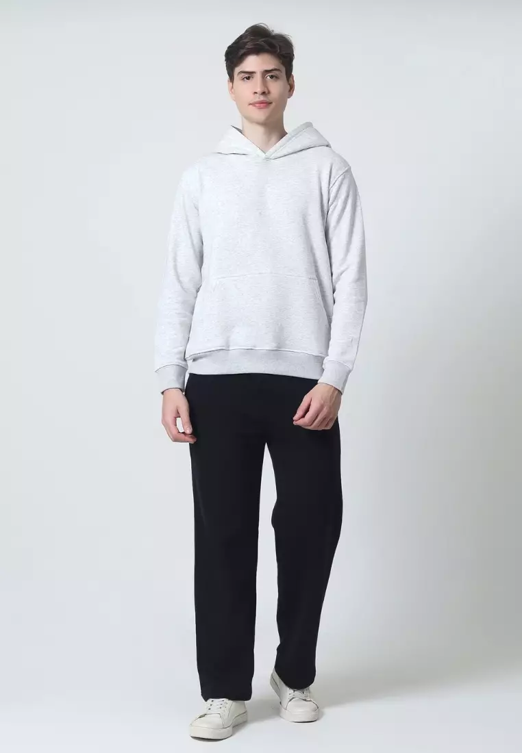 Cotton Well Cozzie Hoodie Sweatshirt with Hidden Pocket Light Grey | Jaket Pullover Fleece dengan Kantong Tersembunyi Abu Muda Misty