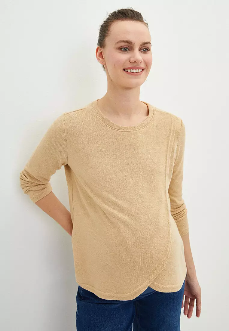 Buy LC Waikiki Crew Neck Plain Long Sleeve Maternity Sweatshirt With  Breastfeeding 2023 Online | ZALORA Philippines