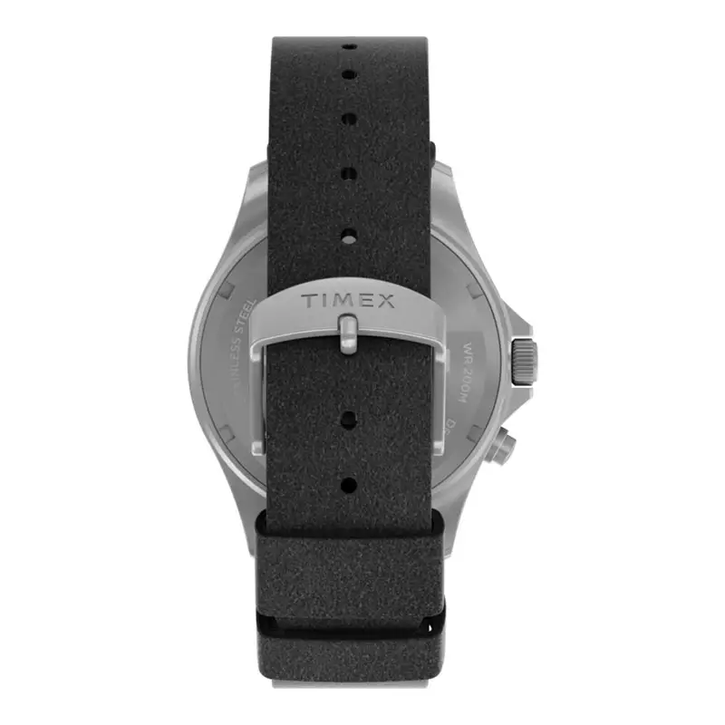 Jam Tangan Pria Timex Expedition TW2W21900 Slack Tide Black Dial Black Waxed Leather Strap