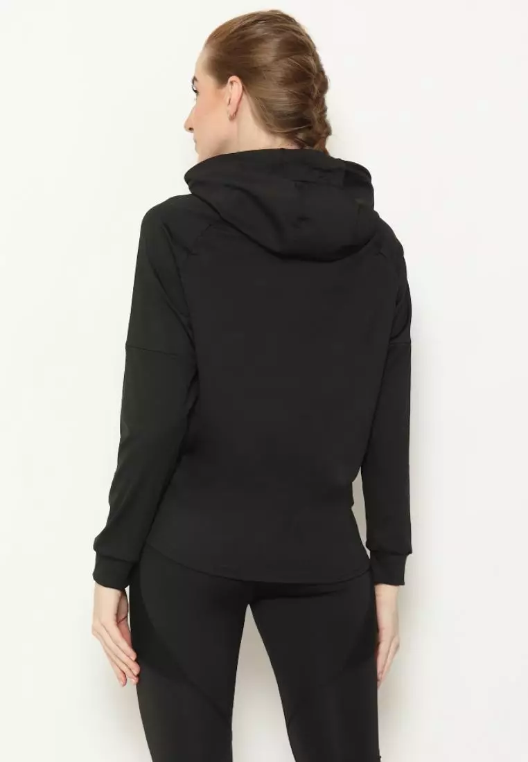 Fitwear - Jaket / Jacket Olahraga Wanita ZEVIA OVERSIZE HOODIE POCKET - BLACK