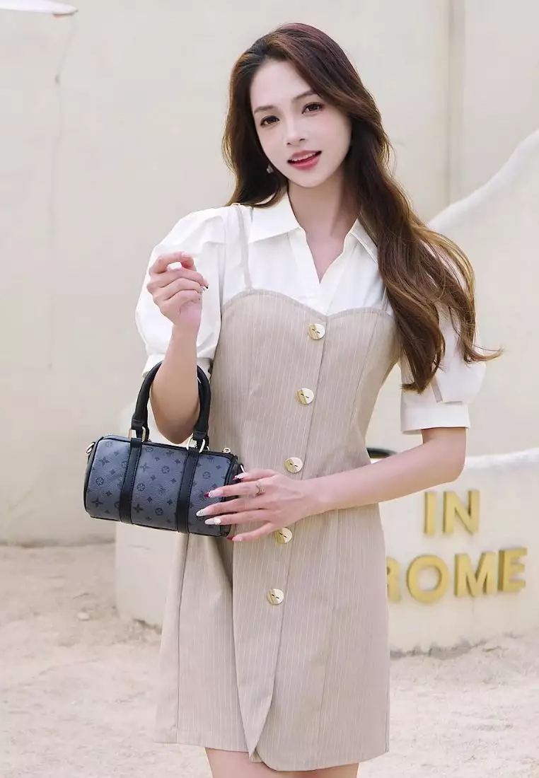 Women's Monogram Top Handle Bag / Sling Bag / Crossbody Bag - Black