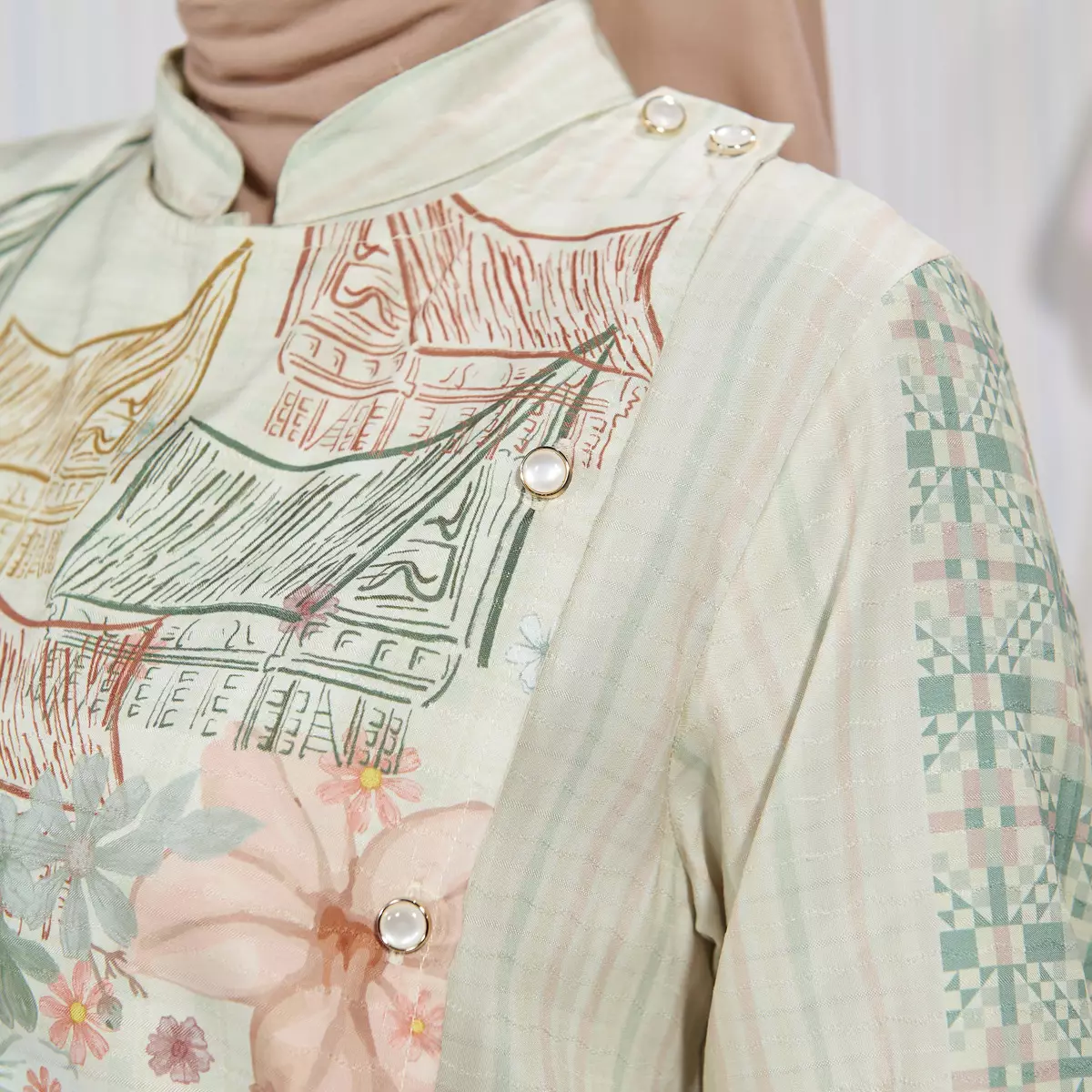[Raya Collection] ZM Zaskia Mecca - Benita Gamis Wanita Cream - Jejak Teduh Huta - Koleksi Ramadhan Series