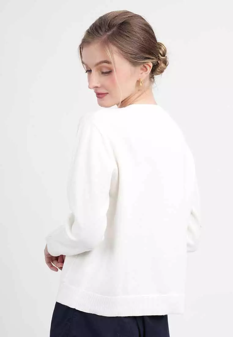 Liana Essential Knit Crewneck Cardigan with Pockets