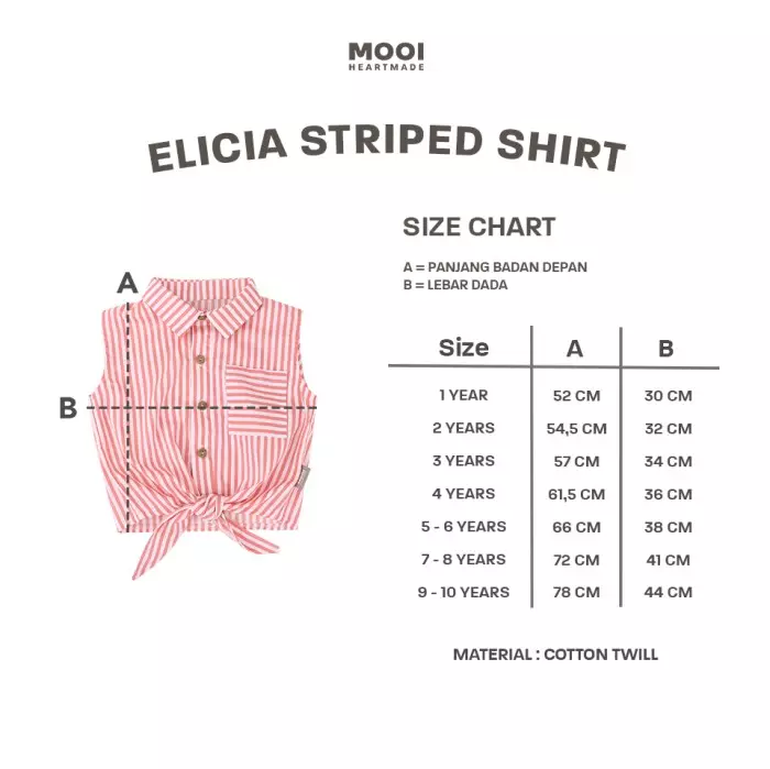 Mooi Kemeja Anak Perempuan Elicia Striped Shirt - Peach Pink