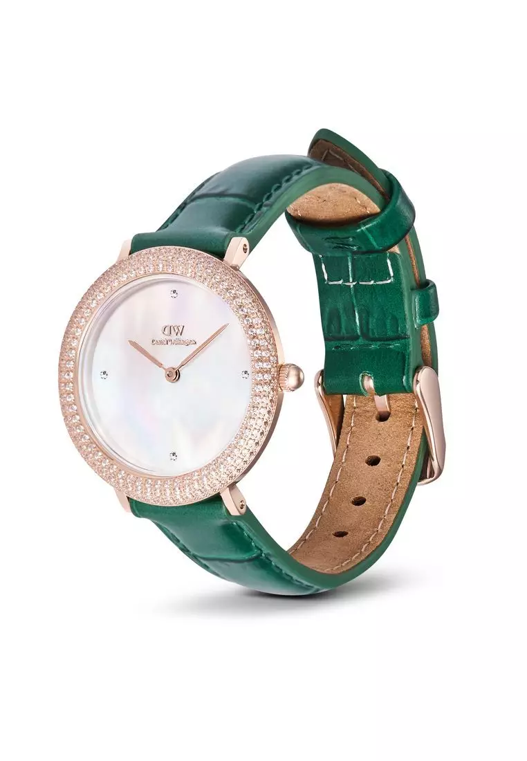 Crystalline Bezel Green Croc Rose Gold - Women Watch stainless steel watch DW Official Authentic Original jam tanggan perempuan DW jam tangan