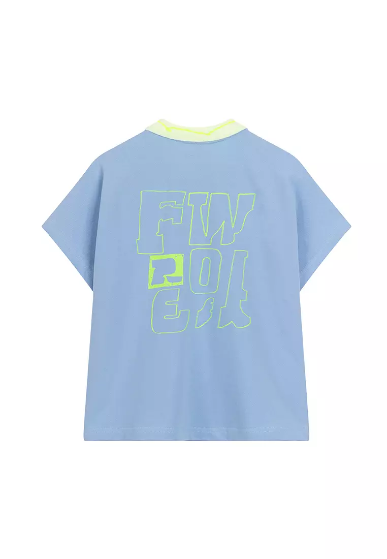 女童短袖T恤撞色翻领半袖polo衫