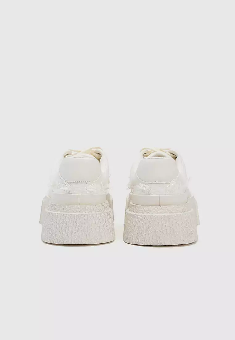 Raw Hem Round Toe Sneakers
