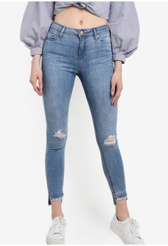 Miss Selfridge  Lizzie Blue Knee Ripped Jeans