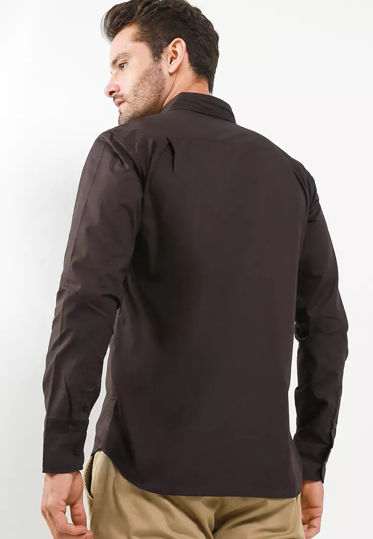 Worn Cortans Dark Kemeja Panjang Brown