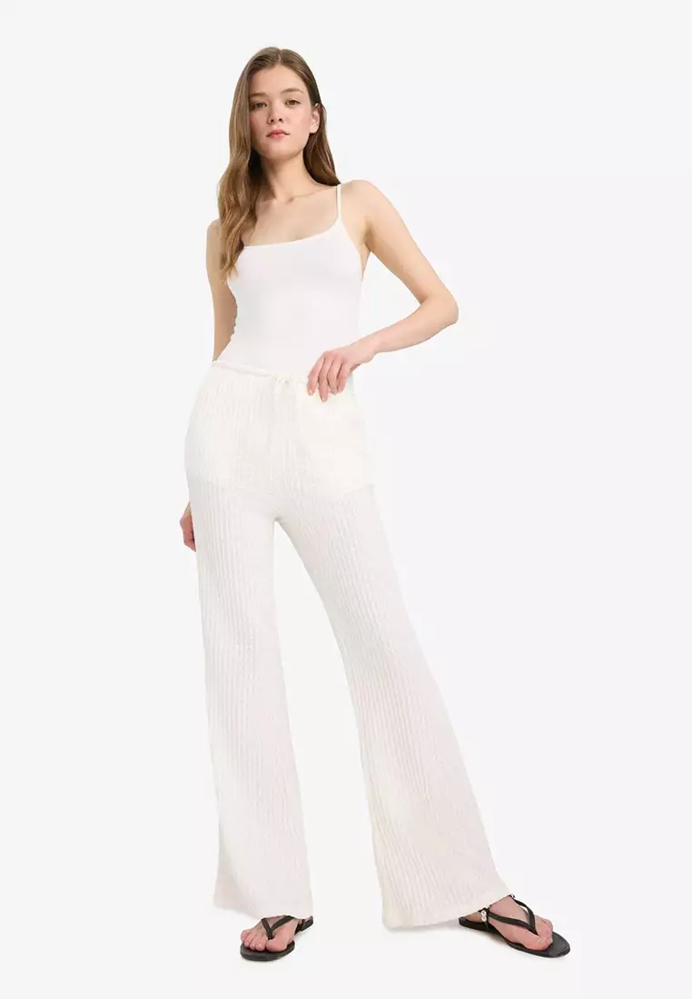Cool Flare Fit Elastic Waist Wrap Pants E9942Ax25Sm