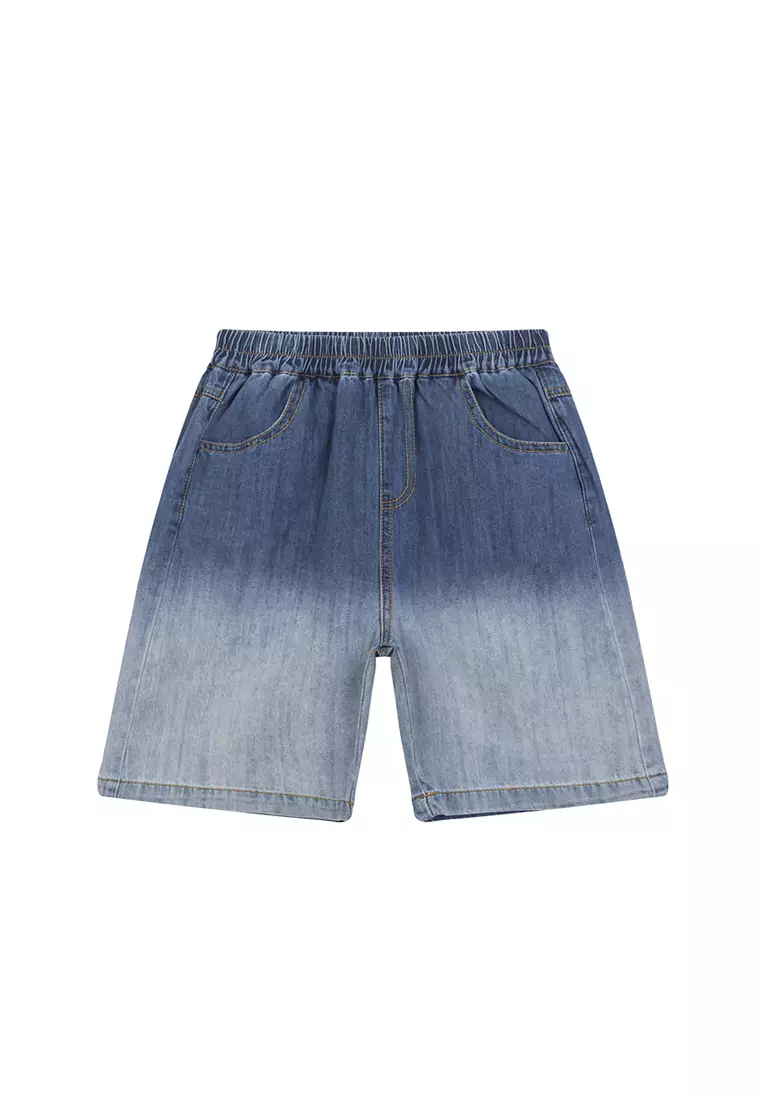 Faded Down Denim Mid Length Shorts