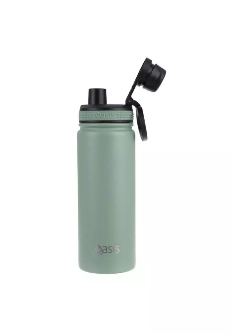Oasis Stainless Steel Insulated Sports Water Bottle with Screw Cap 550ML - Sage Green