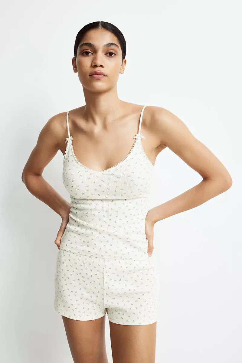 Pyjama strappy top and shorts clearance