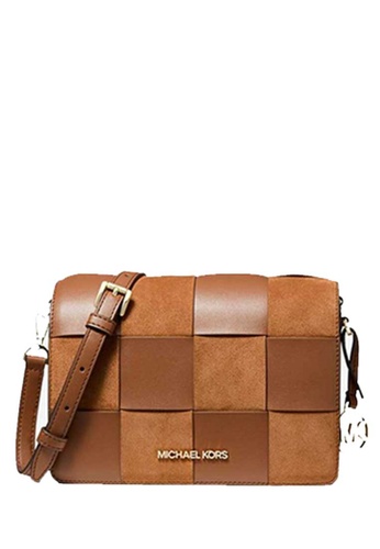 MICHAEL KORS Michael Kors Mercer Small Woven Faux Leather and Suede Crossbody  Bag | ZALORA Malaysia