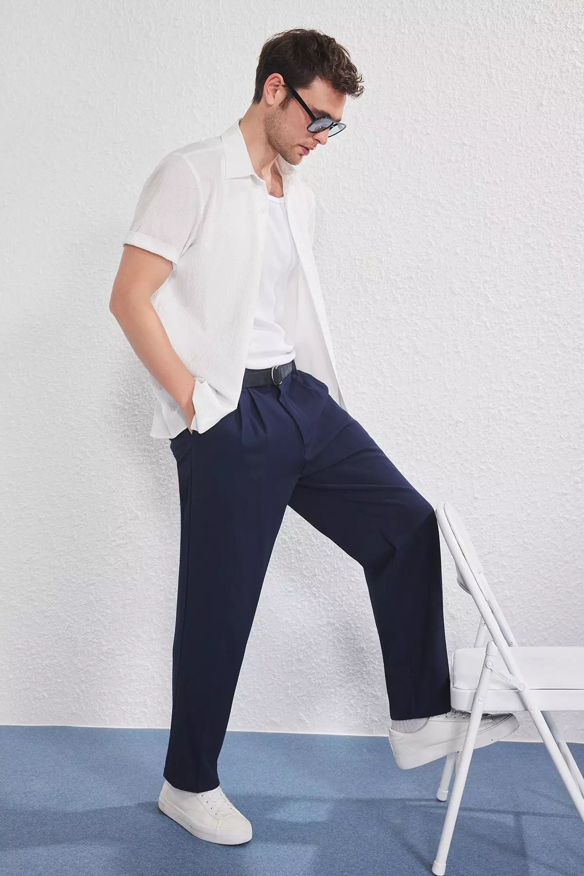 White Regular Fit Textured Loose Casual Men's Shirt TMNSS25GO00076