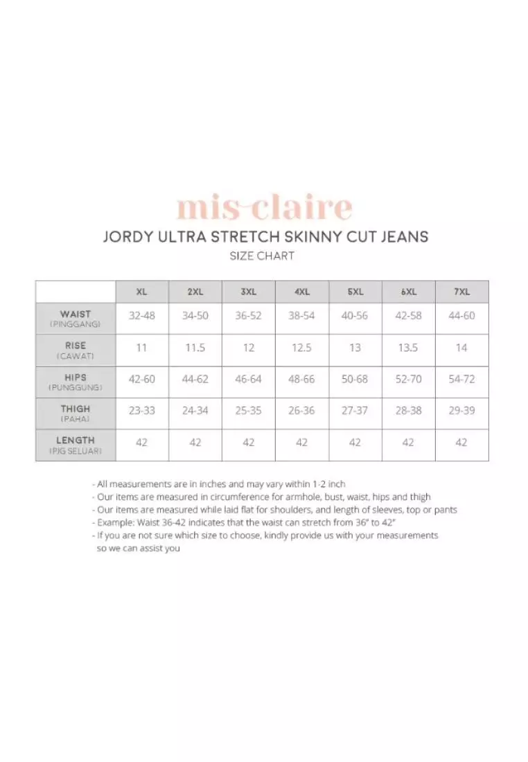 Models Size Chart – Mis Claire