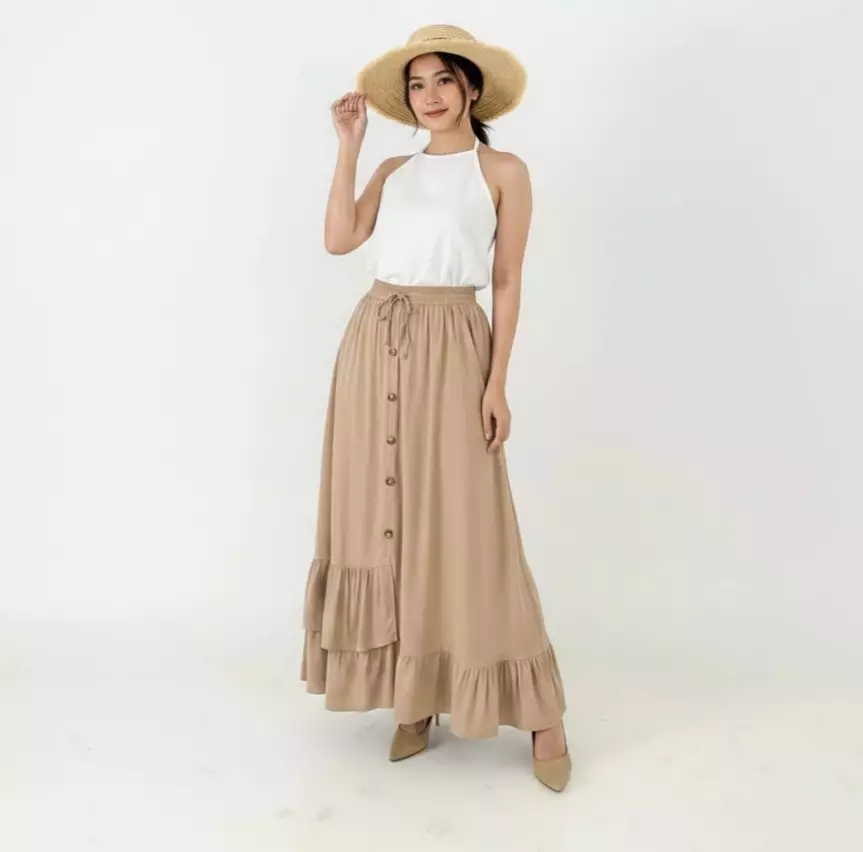 Jual LEZAHRASIGNATURE Rok Panjang Wanita BASIC RUFFLE COTTON SKIRT ...