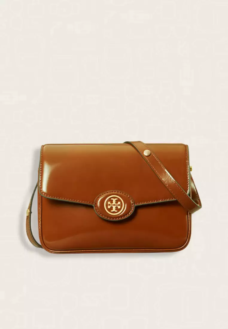 Tory Burch Robinson Spazzolato Convertible Shoulder Bag Dark Sienna