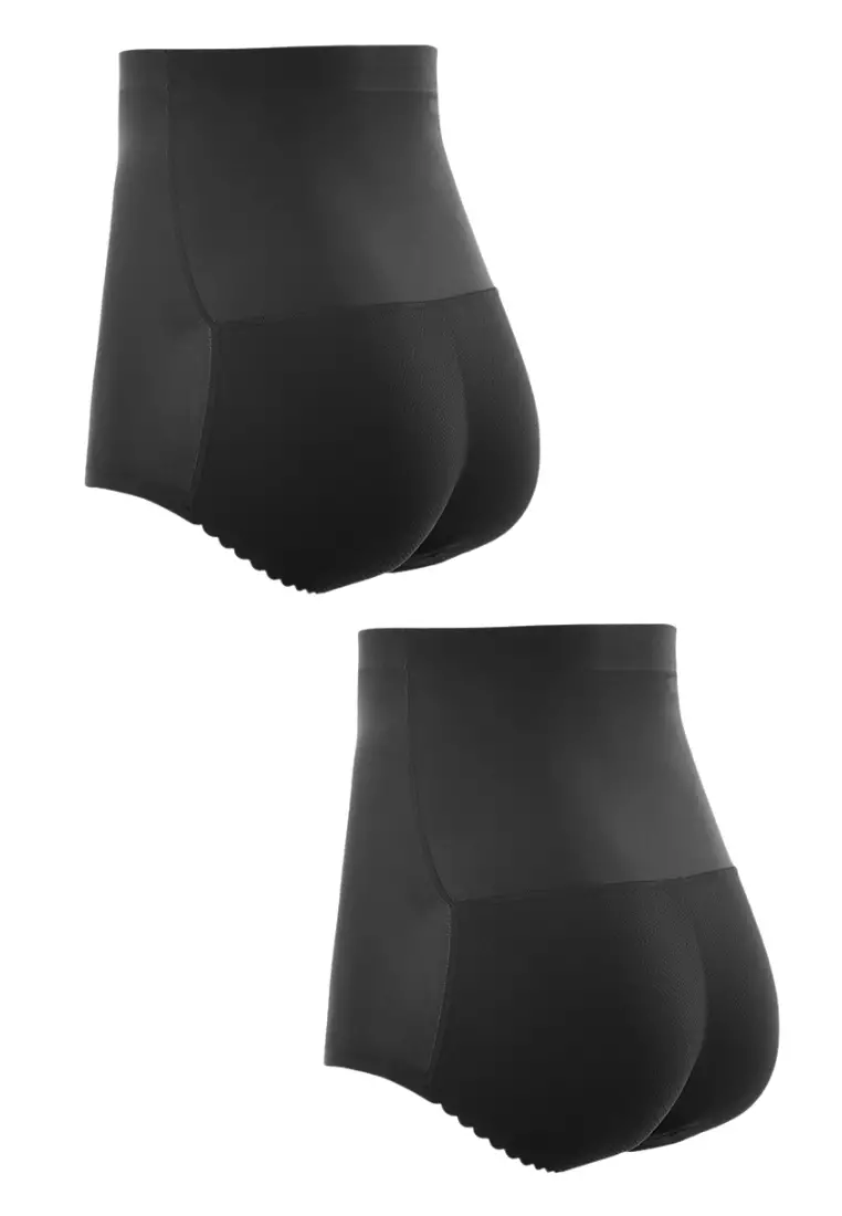 2 Pack Karla Butt Lifter High Waisted Panties Seamless Padded Underwear Hip Pads Enhancer Panty in Black