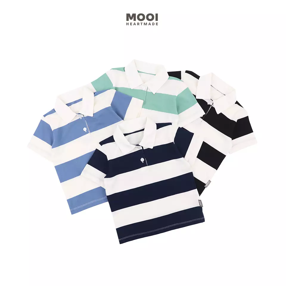 Mooi Kemeja Anak Laki-Laki Yuko Striped Polo - Sage Green