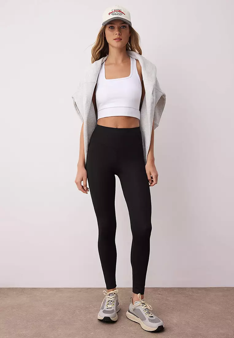 Black Diver/Scuba Full Length Knitted Sports Leggings