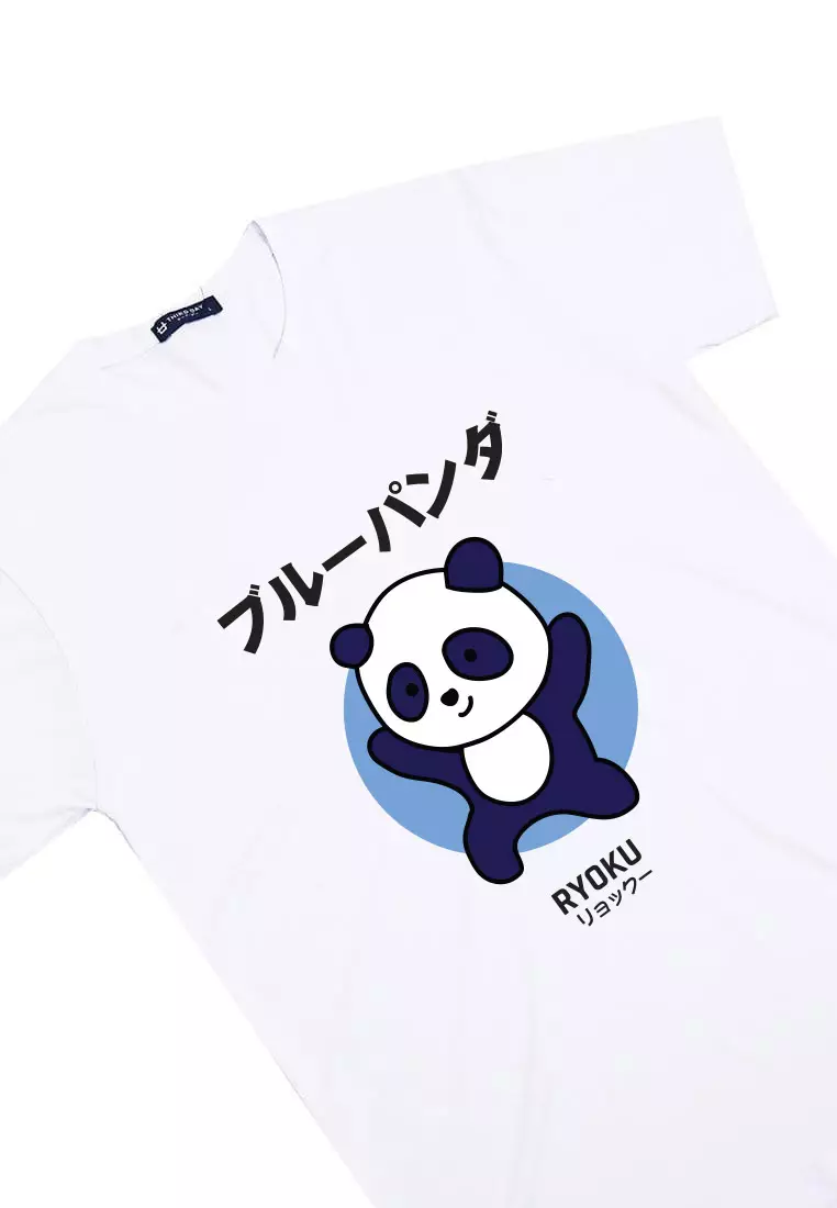 MTM71 kaos anime panda tulisan jepang pria instacool putih