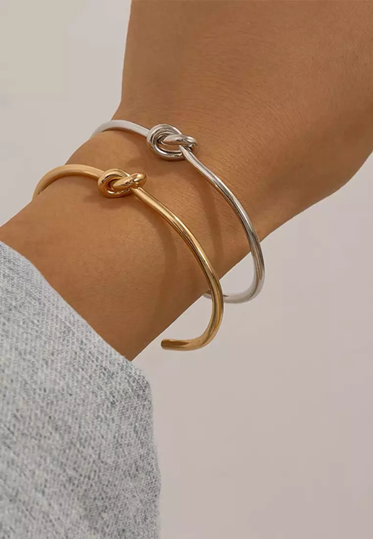 Hope Entwined Knot Bangle in Silver