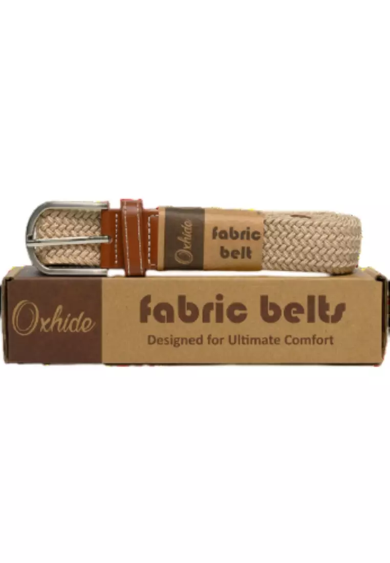 Fabric belt for Men and Women -Elastic belt -Woven stretchable belt plus size -Canvas Belt for men and women in White color -Oxhide White BCN