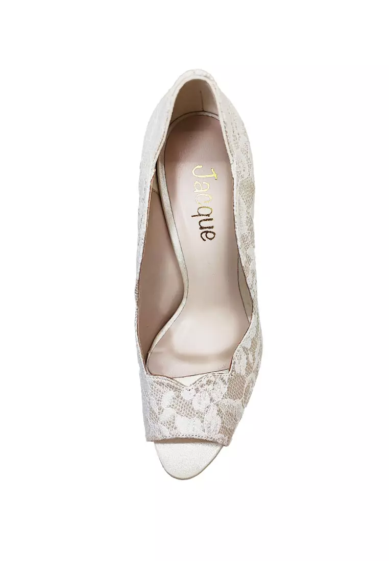 Buy Jacque Cicely Off White Heel with White Lace Online | ZALORA Malaysia