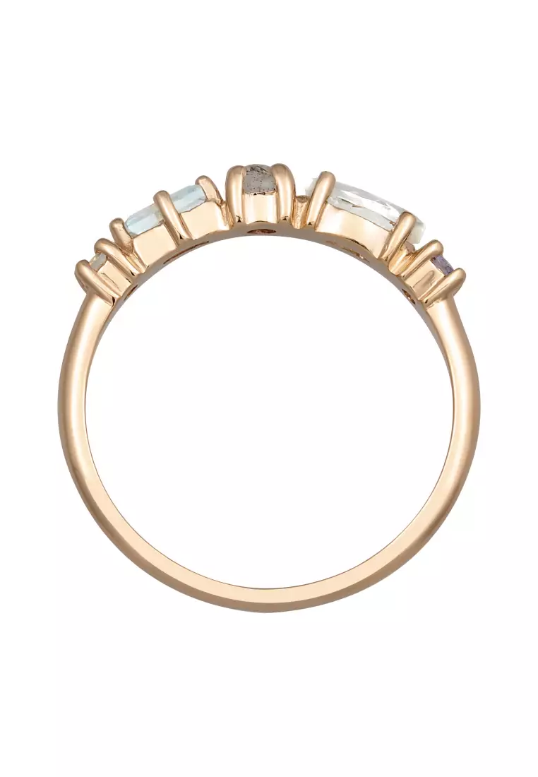 Gemstone Memoire Ring – Rose Gold-Plated Silver