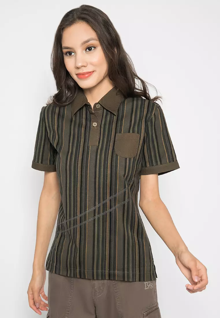 LGS Kaos Casual Polo Wanita Lengan Pendek Salur LLTS.520.NH146A.004.7C