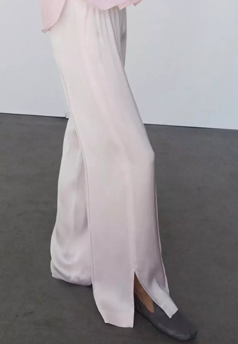 Satin Trousers With Side Openings