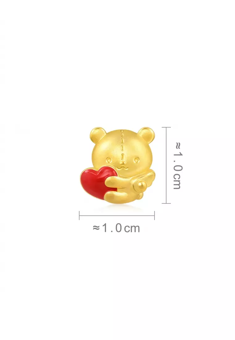 999 24K Solid Gold Love Sweet Heart Bear Charm 94690C (Bracelet not included)