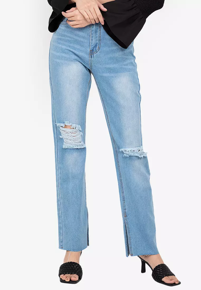 線上選購Public Desire Ripped Mom Jeans | ZALORA 台灣