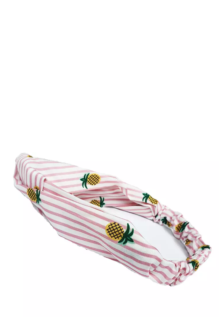Twisted Headband Striped Pineapple Pink