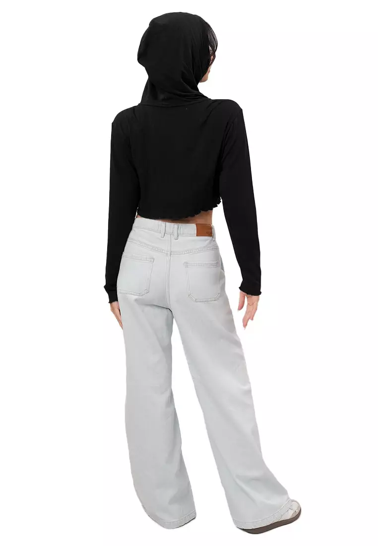 Cropped Boxy Hoodie with Lettuce Edge