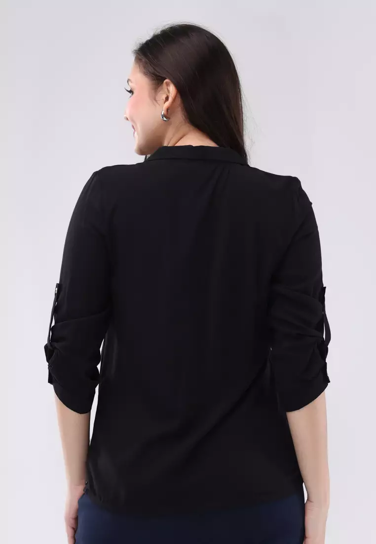 Soft Linen Woven 3/4s Sleeves  Blouse