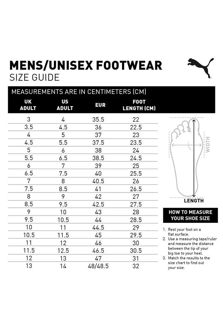 Puma shoes size chart shop