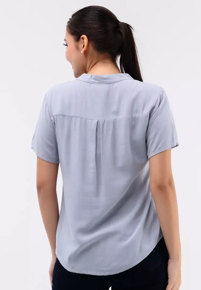Short Sleeves Chinese Collar Blouse