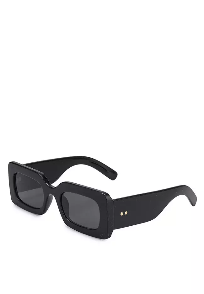 Thick black square sunglasses deals
