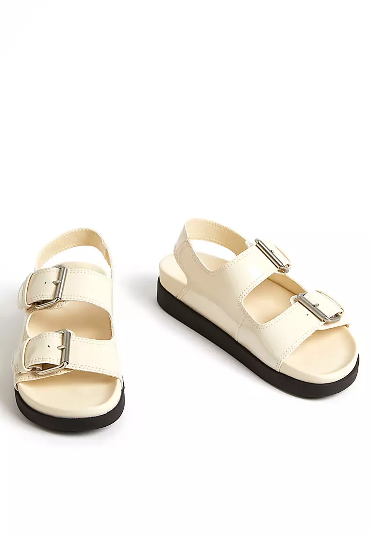 Patent Buckle Flatform Sandal