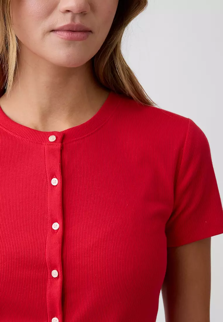 Short Sleeves Ribbed Cardigan