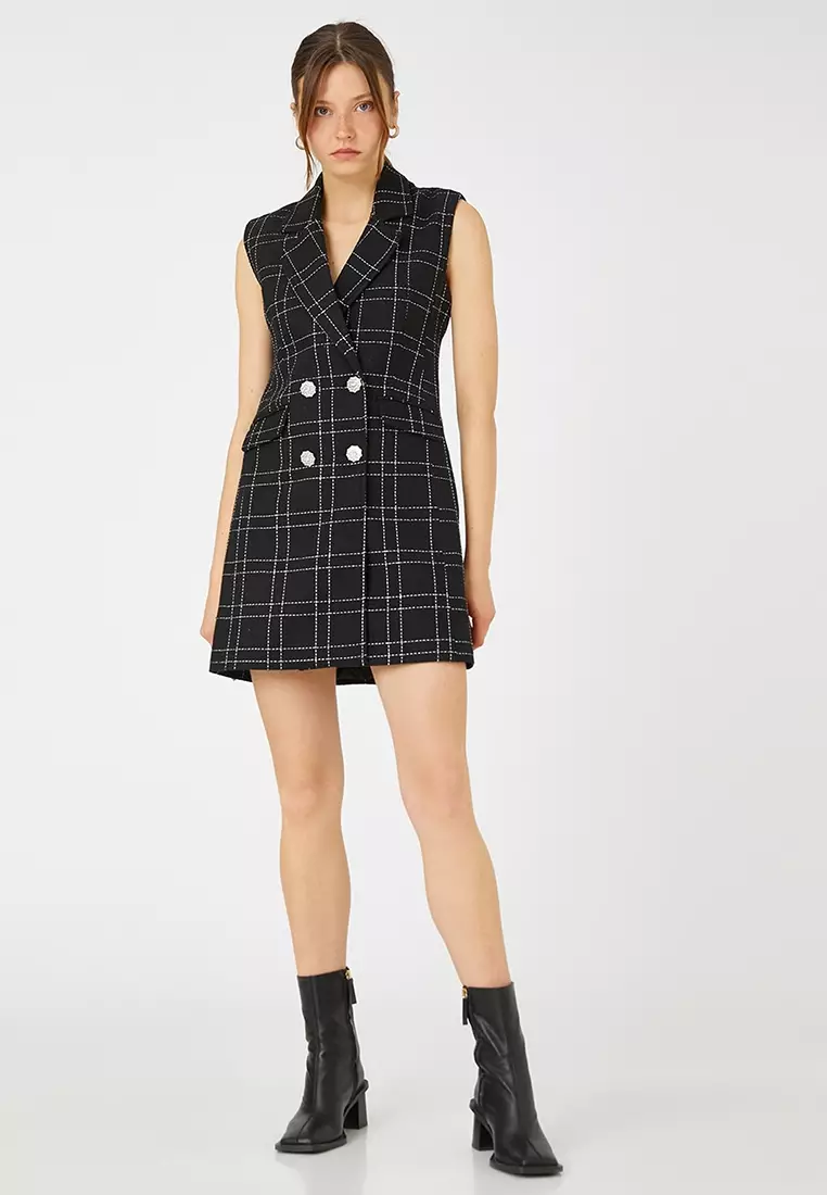 Sleeveless Wool Blend Jacket Dress