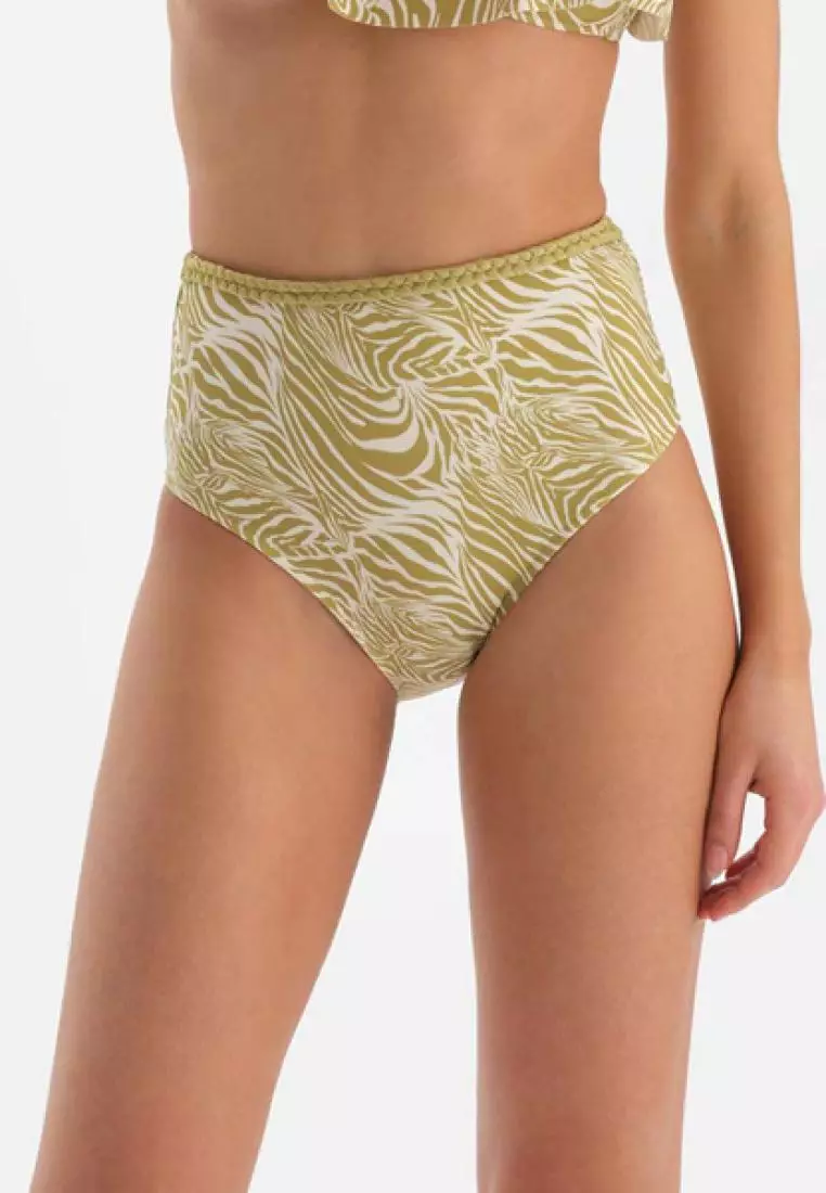 Pistachio Green Slips Bikini Bottom, Animal Print, Quick-Dry, High Waist,  Swimwear for Women