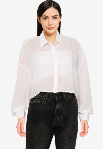 Public Desire white X Amber Gill Sheer Cropped Shirt 000D7AA40CBED0GS_1