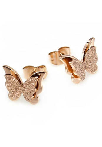 Bullion Gold gold BULLION GOLD Exquisite Butterfly Earrings-Rose Gold 8E498ACED5E36CGS_1