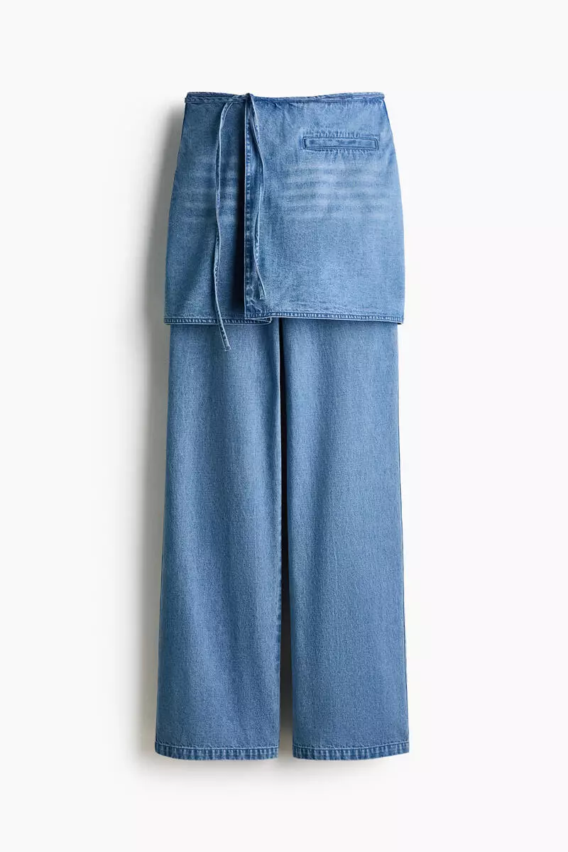 Skirt-layered trousers